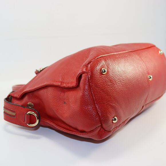 Rowallan of Scotland Red Pebbled Leather Satchel Tote w/ Crossbody Strap - Picture 4 of 7